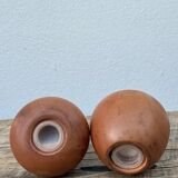 Duo of salt shaker and pepper in vintage wood from the 90s: apple and pear