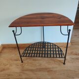 Half-Moon Console and Stool in Rosewood and Wrought Iron
