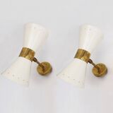 Pair of diabolo design wall sconces from the 1950s