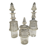 Set of 3 Art Deco crystal bottles
