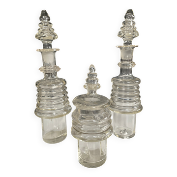 Set of 3 Art Deco crystal bottles