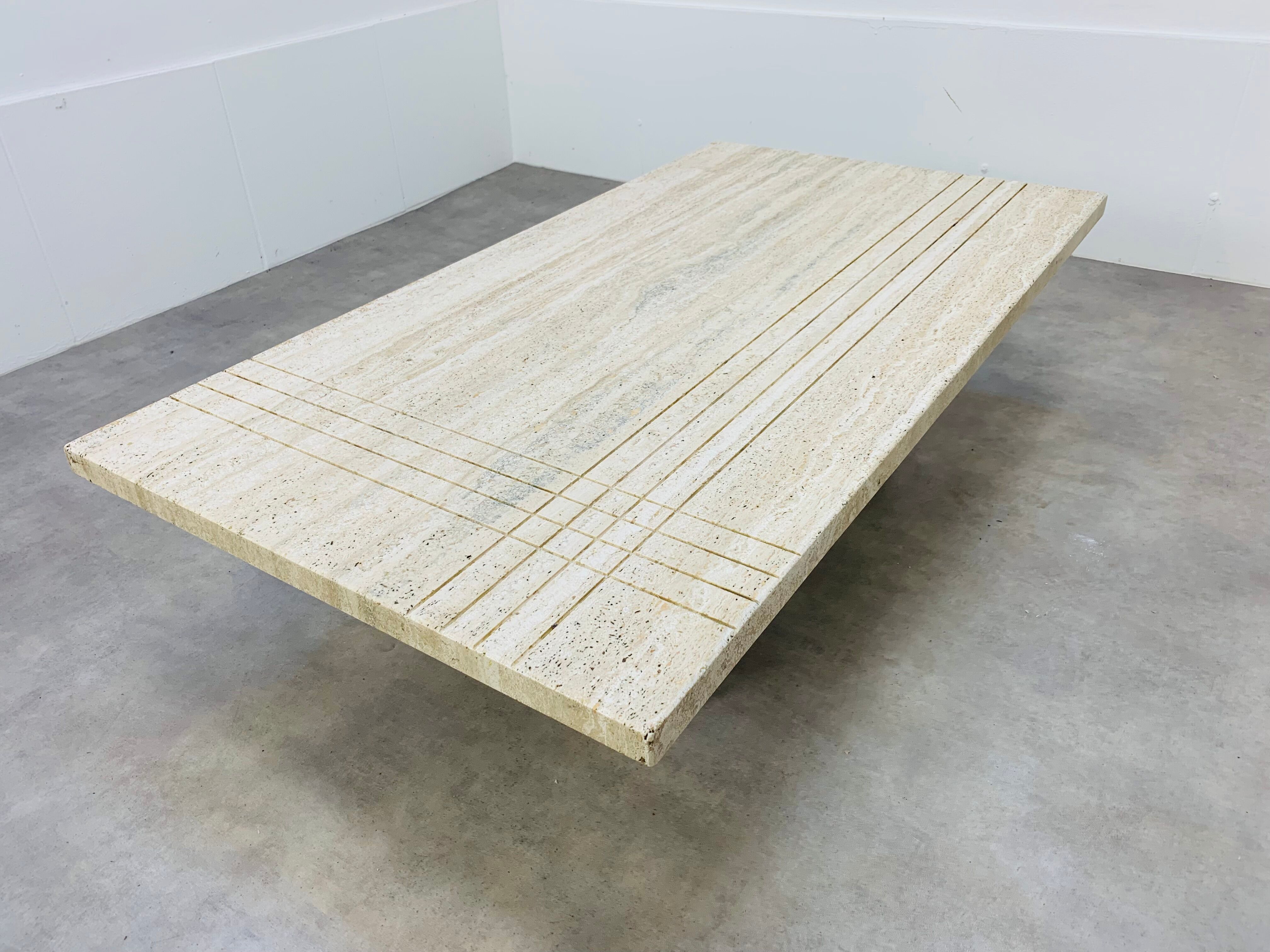 Rectangular travertine coffee table