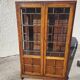 Petite vitrine bibliotheque a petits carreaux et marqueterie ancienne