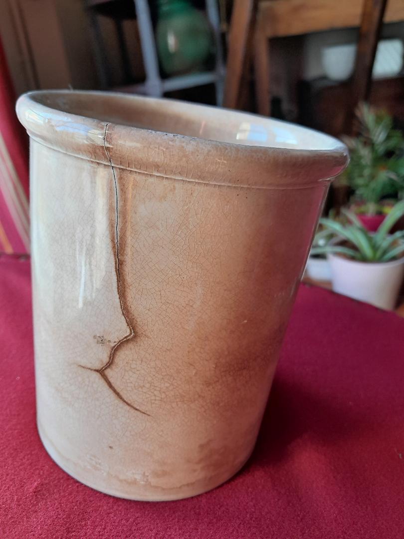 Old ceramic jar with jam creil montereau