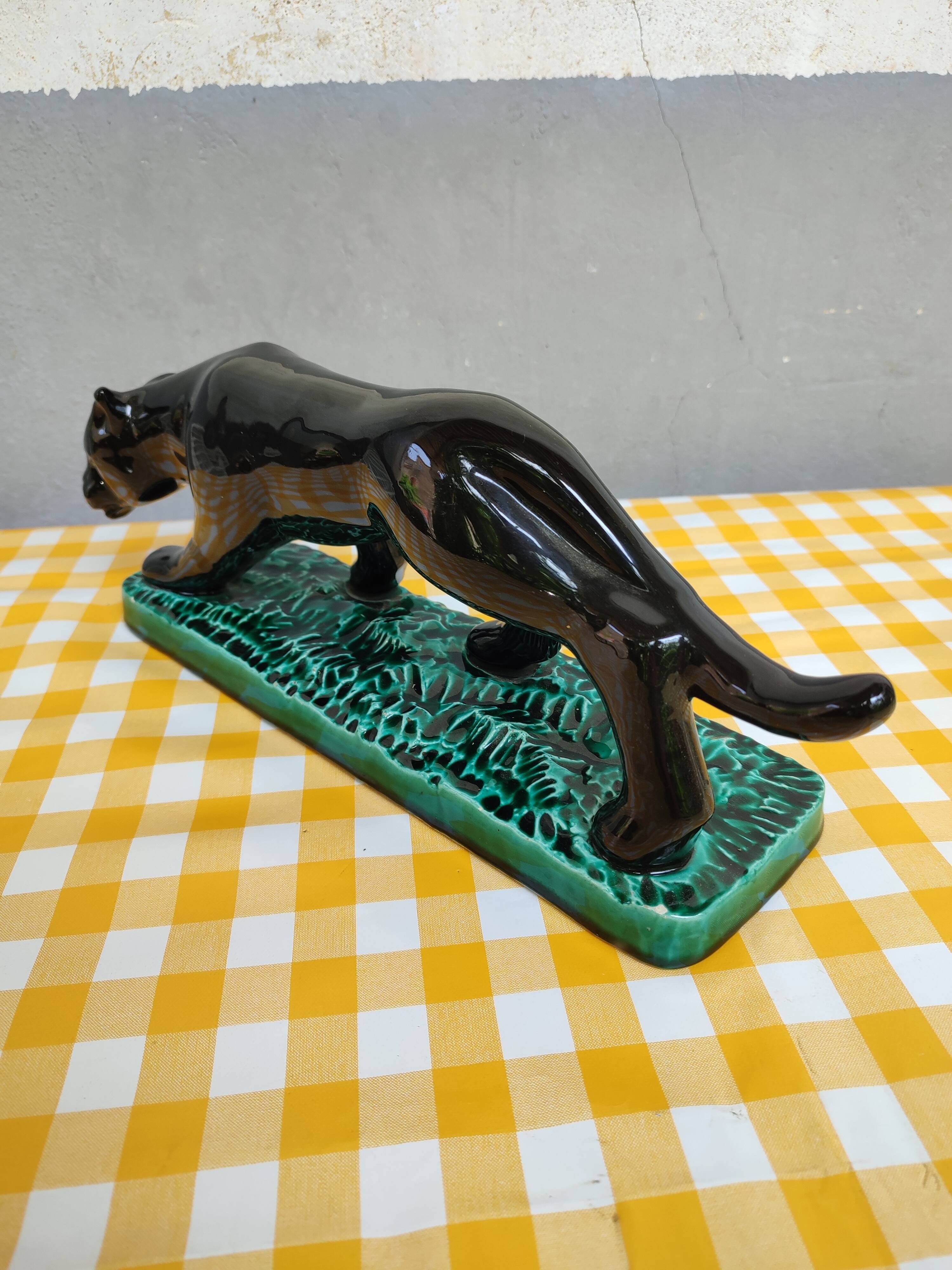 Black panther in ceramic Vallauris