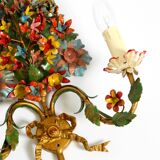 A pair of beautiful 1960s hand-painted and gilded metal wall lamps by Hans