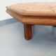 Octagonal coffee table Barrois with vintage herbarium patterns in oak and ceramic.