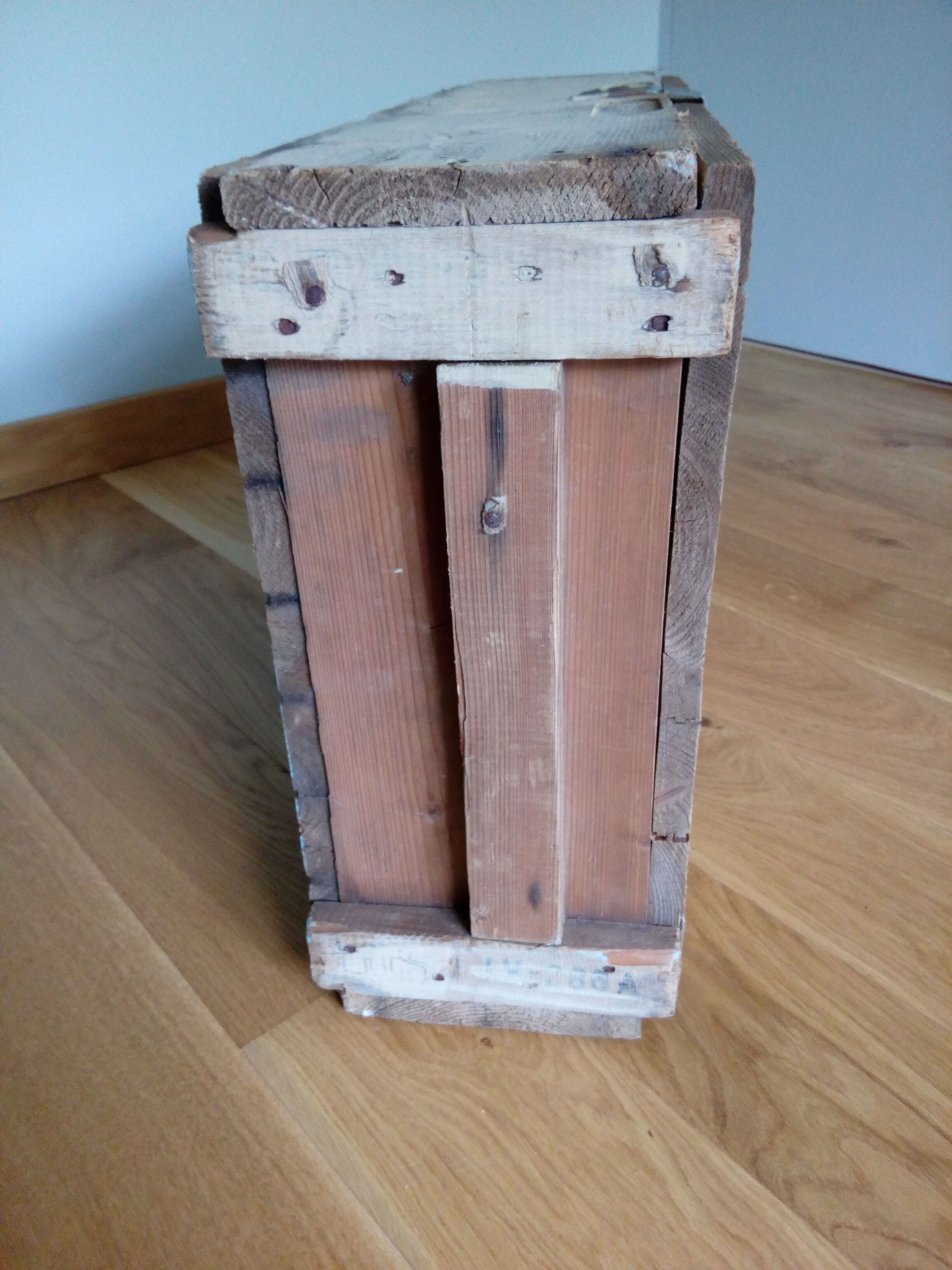 Industrial style wooden transport crate or chest