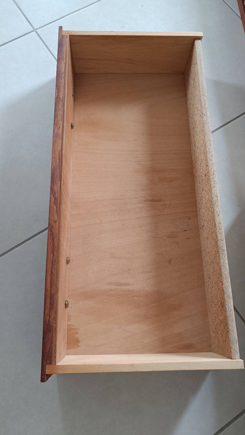 Rattan and wood splayed-leg chest of drawers