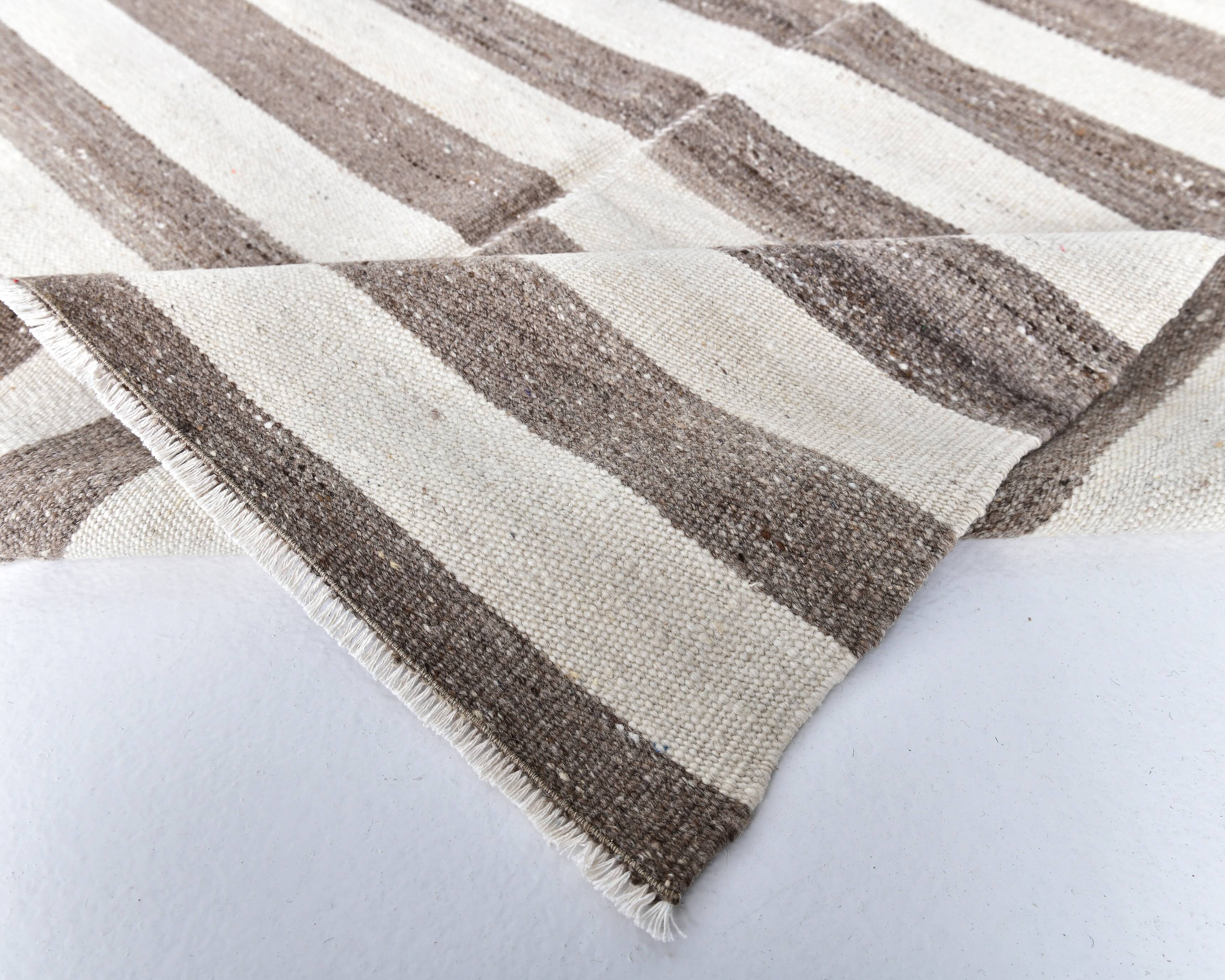 brown cream kilim carpet 120x140 cm, wool washabele rug , organic rug