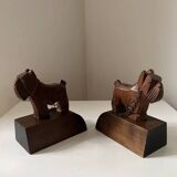 Pair of wooden bookends with Scottish Terrier dog design, 1950s