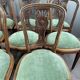8 Vintage Wooden Chairs With Green Velvet Seat 20th Century