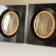 Pair black vintage bakelite frames 14.5 cm x 12.5 cm glass 8.5 cm x  6 cm