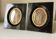 Pair black vintage bakelite frames 14.5 cm x 12.5 cm glass 8.5 cm x  6 cm