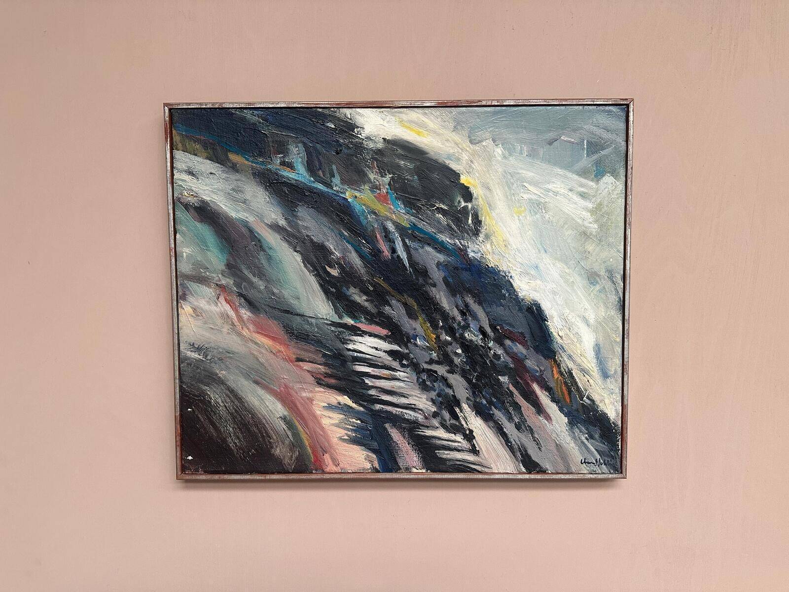 Original Swedish Oil On Canvas – “Abstract Landscape” By Chennet Juhlin – Signed – Vintage & Framed – 63 × 52 Cm (24.8" × 20.5")