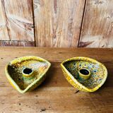 Duo of ceramic candlestick Fat Lava 70s.