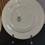 5 assiettes plates en faïence de Longwy modèle "Suzanne" Terre de Fer