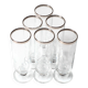 Ensemble de 6 verres à vin vintage italiens transparents avec bord en argent, verres à pied du milieu du siècle.