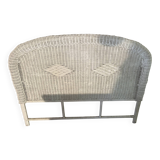 Vintage headboard in woven white rattan