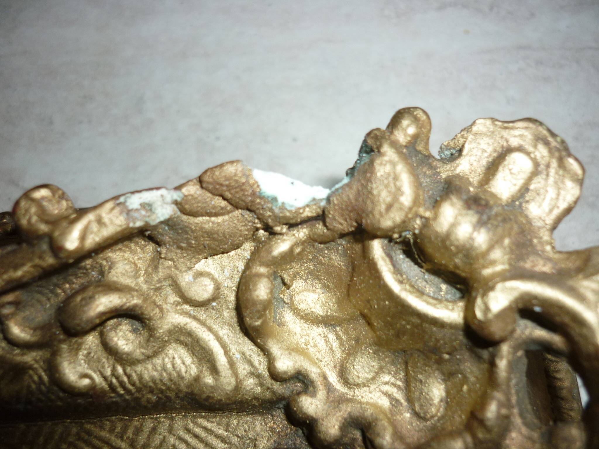 Wooden mirror and gilded stucco rocaille style 33x29