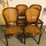 Set of 4 caned medallion chairs in Louis XVI style - Excellent condition - Oak