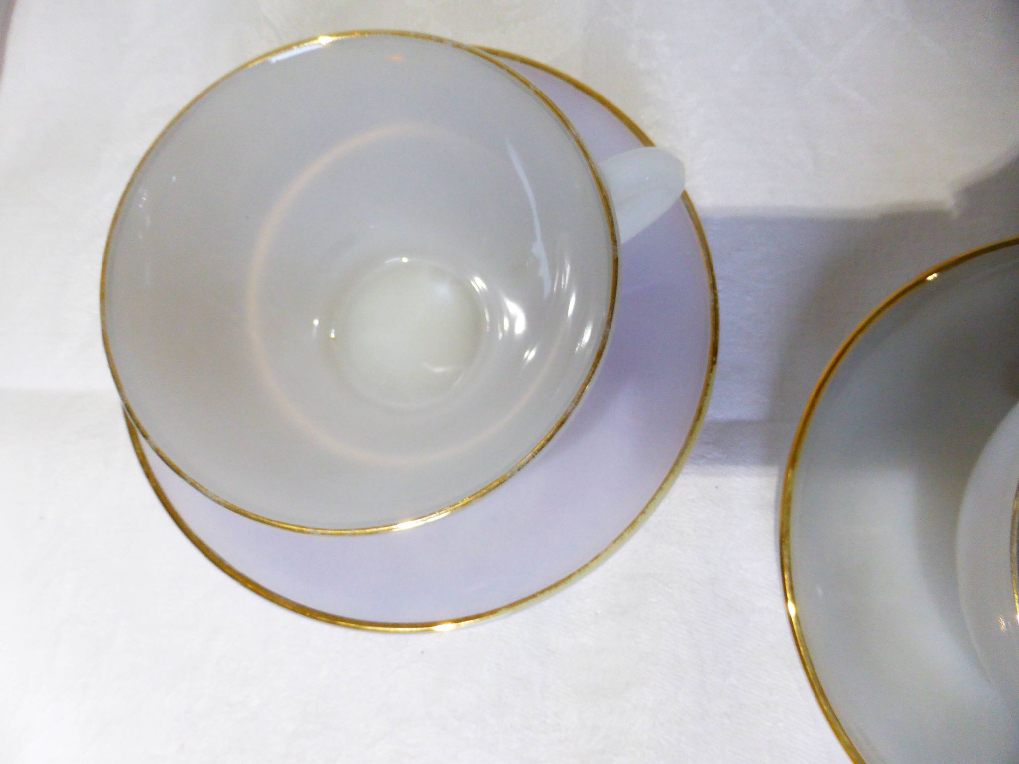 3 vintage Harlequin 211291 tea or chocolate cups and saucers.
