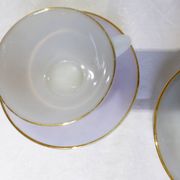 3 vintage Harlequin 211291 tea or chocolate cups and saucers.