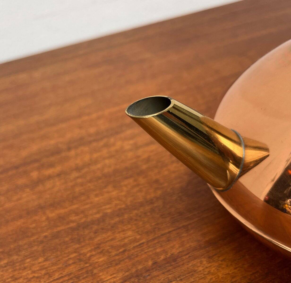 Metal and teak teapot from the mid-century, 1960s.