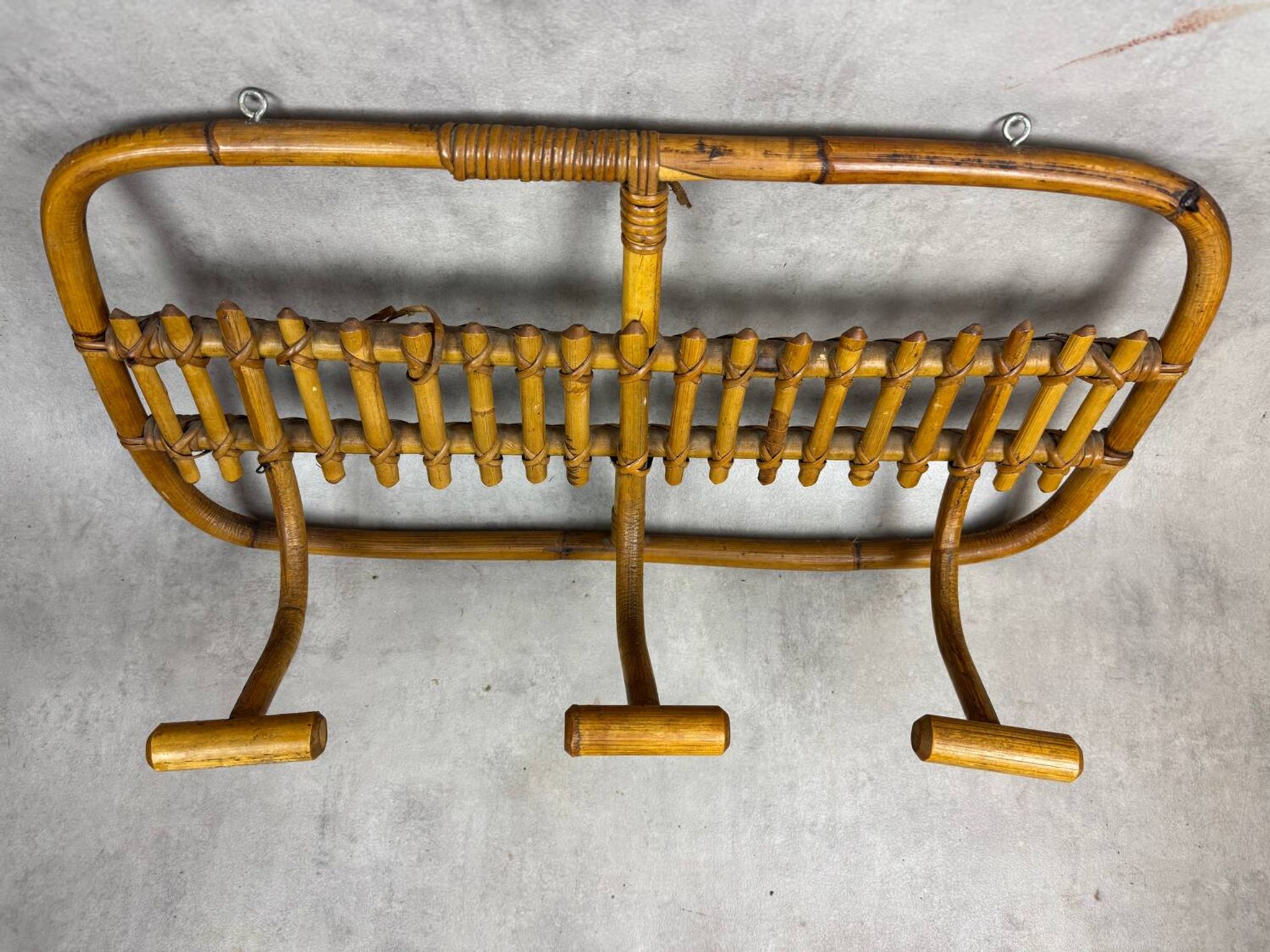 1960s Italian Rattan Coat Rack