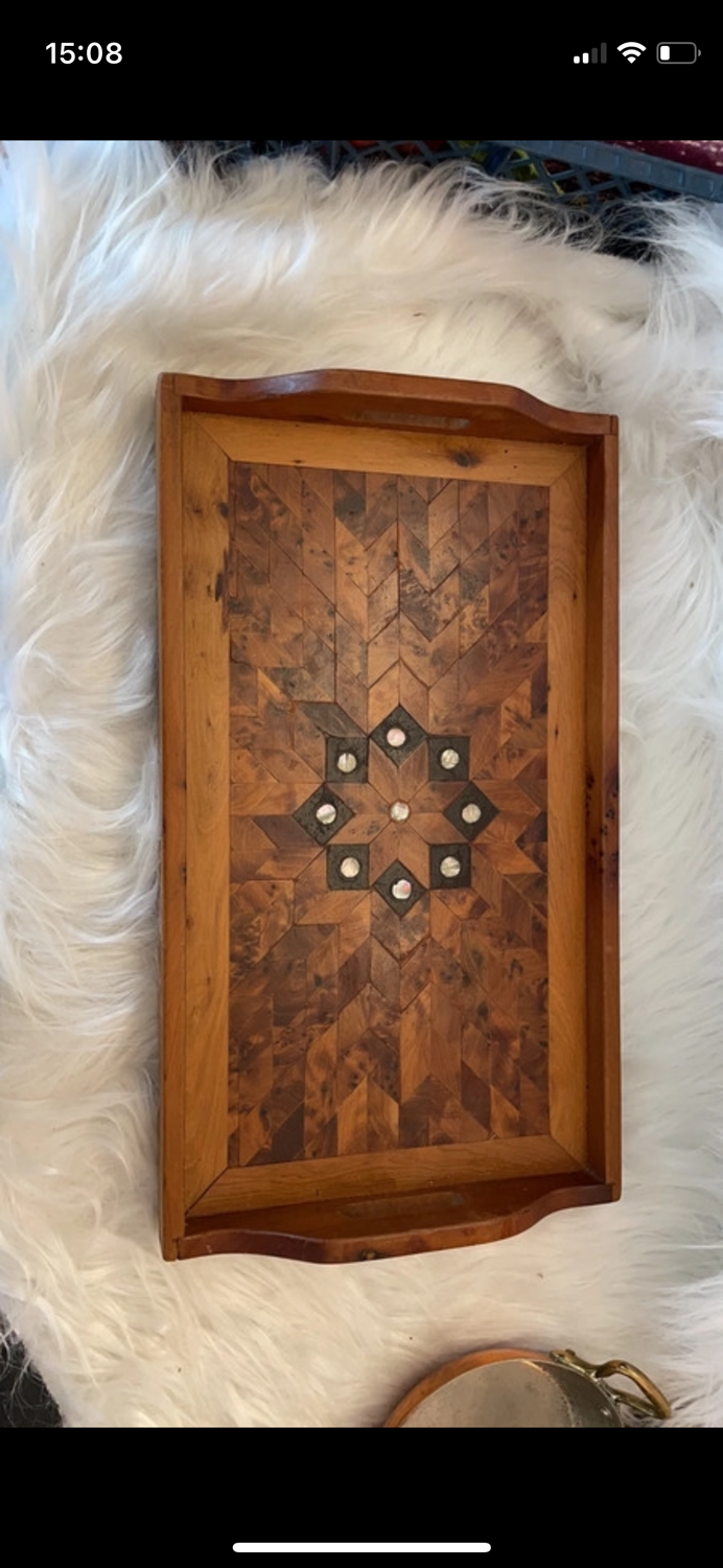 Marquetry and mother-of-pearl tray