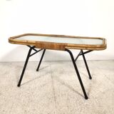 Rattan / glass / metal coffee table
