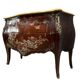 Curved jump commode in lacquer with Japonese decoration.
