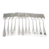 Christofle Baguette argenterie de marine, 12 fourchettes de table, métal argenté