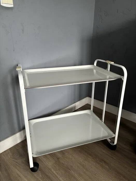 Folding Mobile Bar Cart / Serving Trolley — White, 1970s