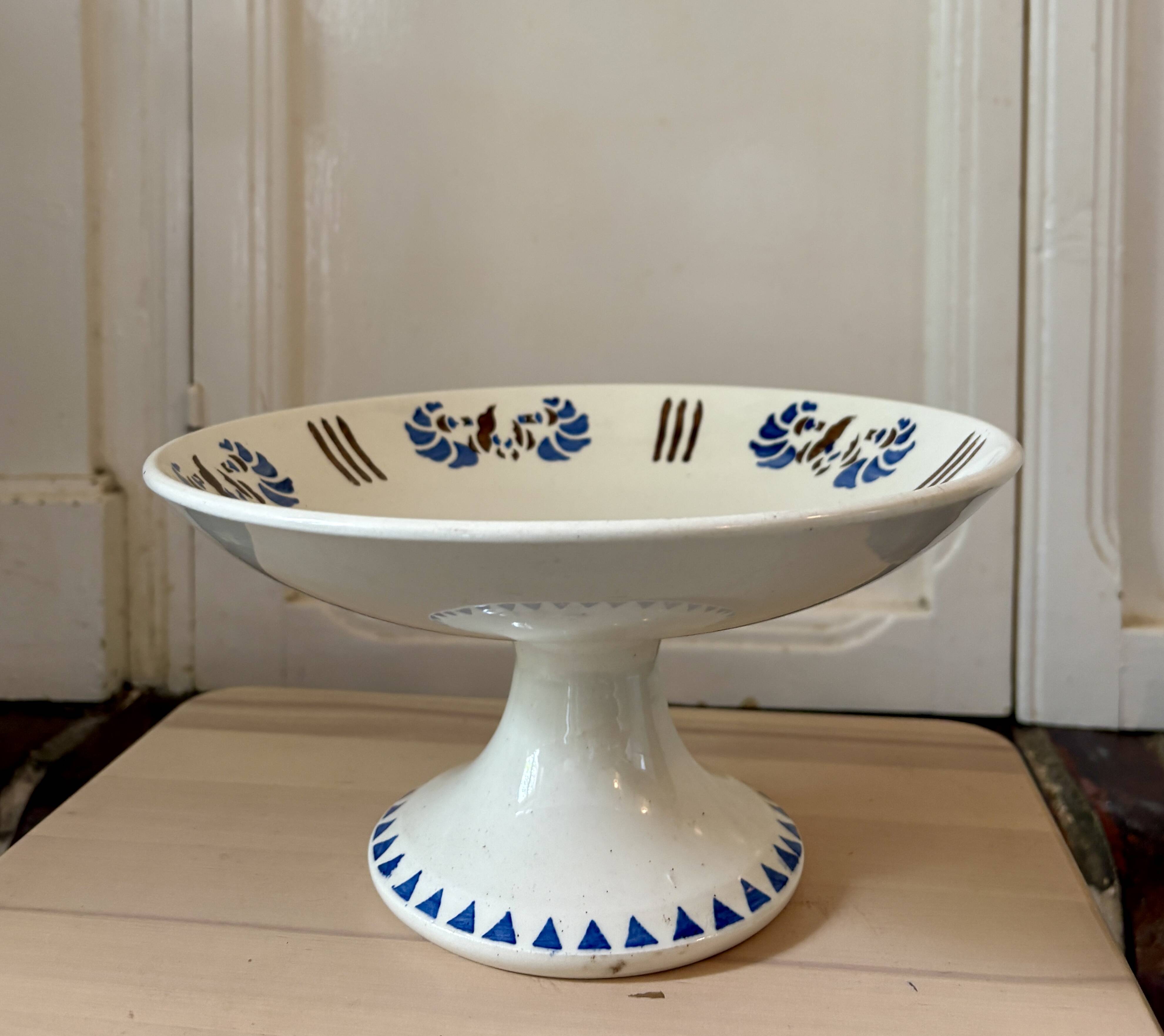 Compote dish or antique footed plate in ironstone - Laval -