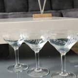 Lot 6 coupes à champagne art décor, années 20. ciselées motifs épis de blé/traits transversaux