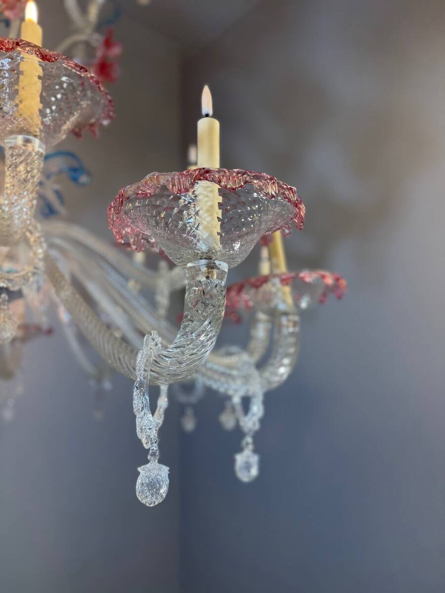 Grand Venetian chandelier in multicoloured Murano glass, circa 1920.