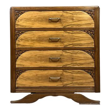 Art Deco chest of drawers in walnut and oak bramble circa 1920