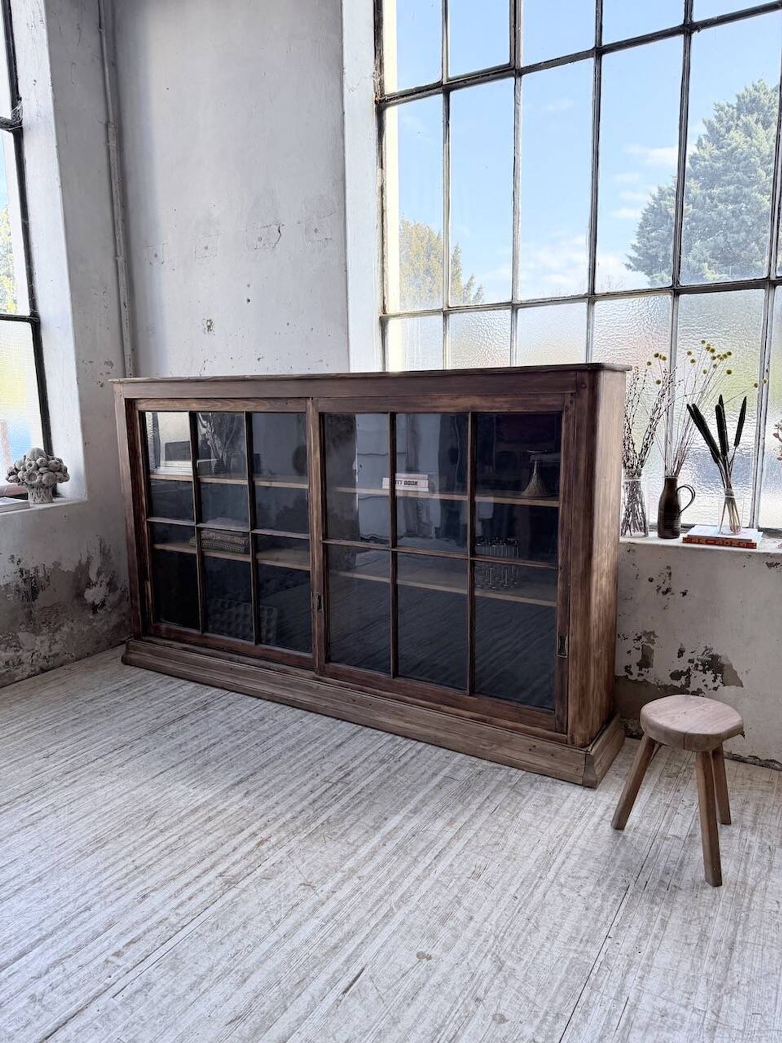 XXL industrial sideboard with glass doors