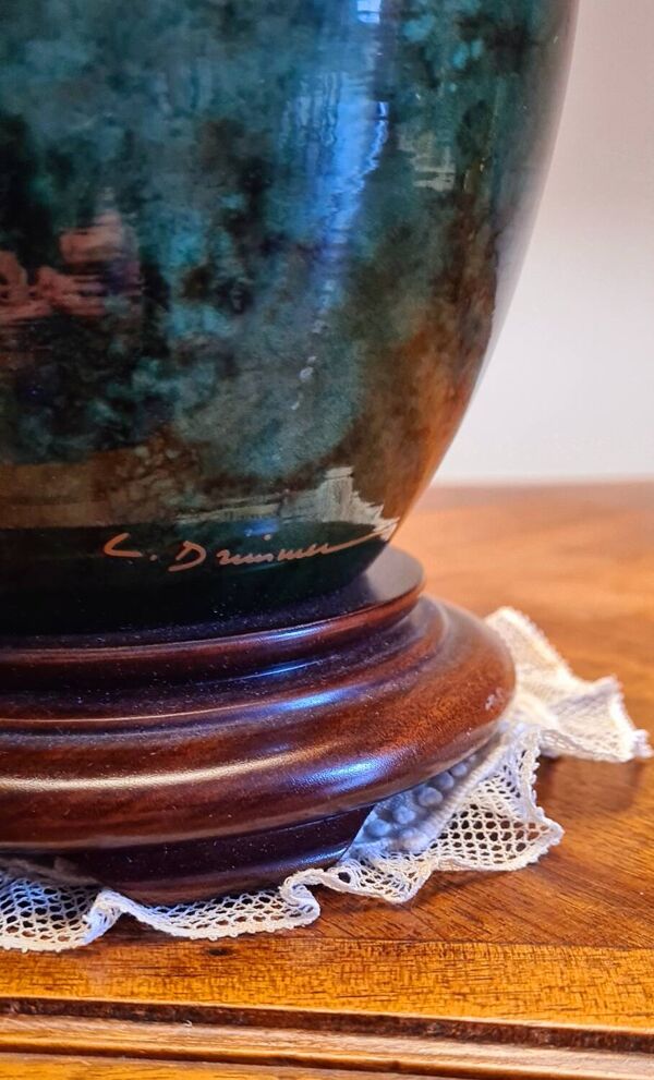 Lampe verte signée Louis Drimmer