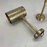 Set of two large minimalist Brass "tube" Wall Light Sconces, Italy 1970s