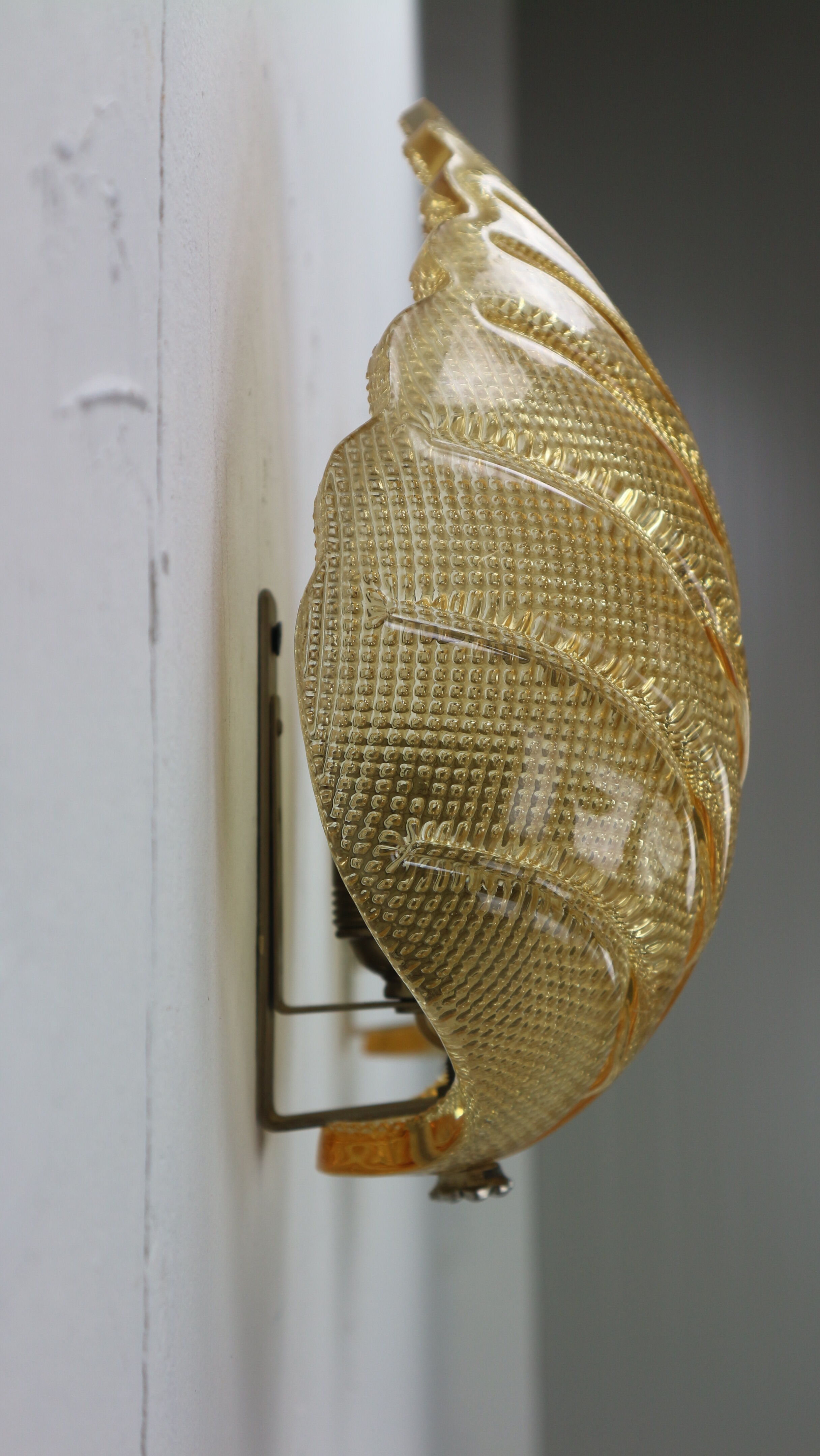 Set of 2 swedish leaf shaped wall sconces Fritz Kurz  for Orrefors, 1960s