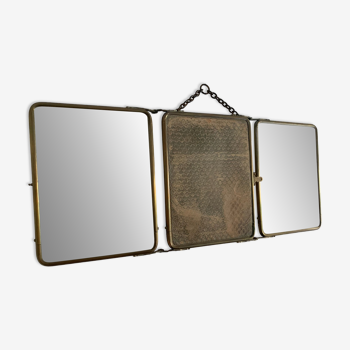 Le Solide Paris barber triptych mirror vintage 1930 - 24 x 59 cm