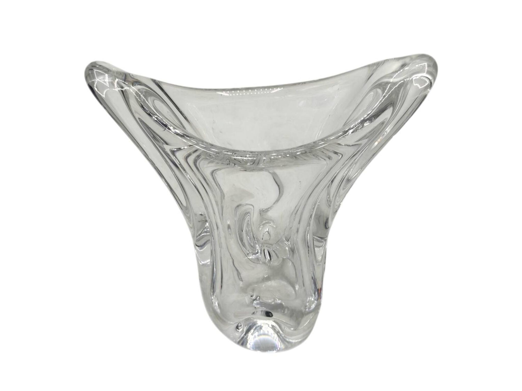 Vase en cristal de Sèvres des années 1950 - Design de forme libre soufflé à la main