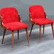 Pair of 1960s chairs in sheepskin and varnished wood