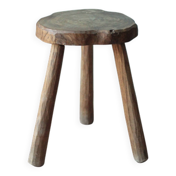 Vintage wooden tripod stool, brutalist stool, occasional stool.