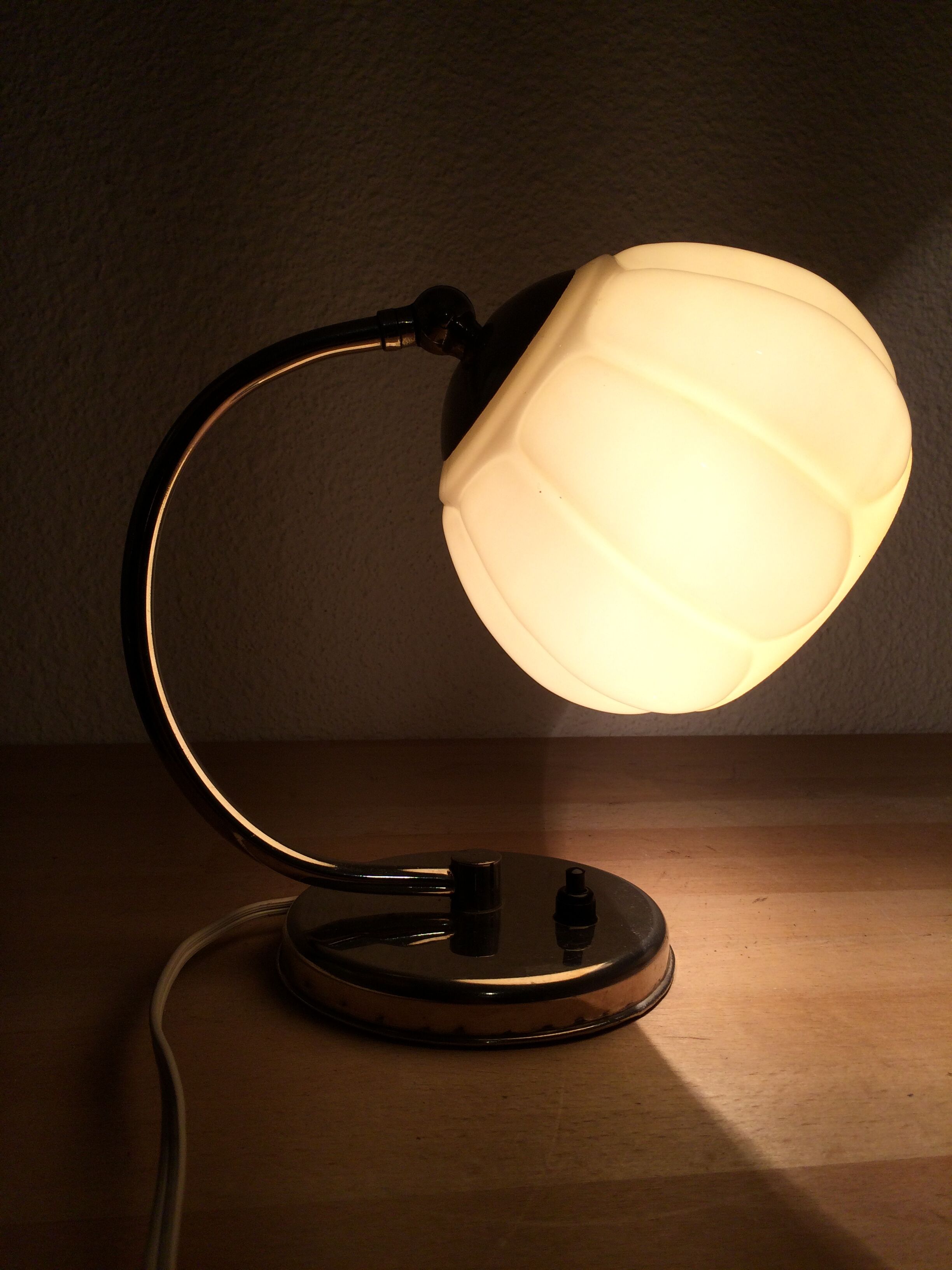 Art deco lamp molded glass and chrome, wall lamp 30s