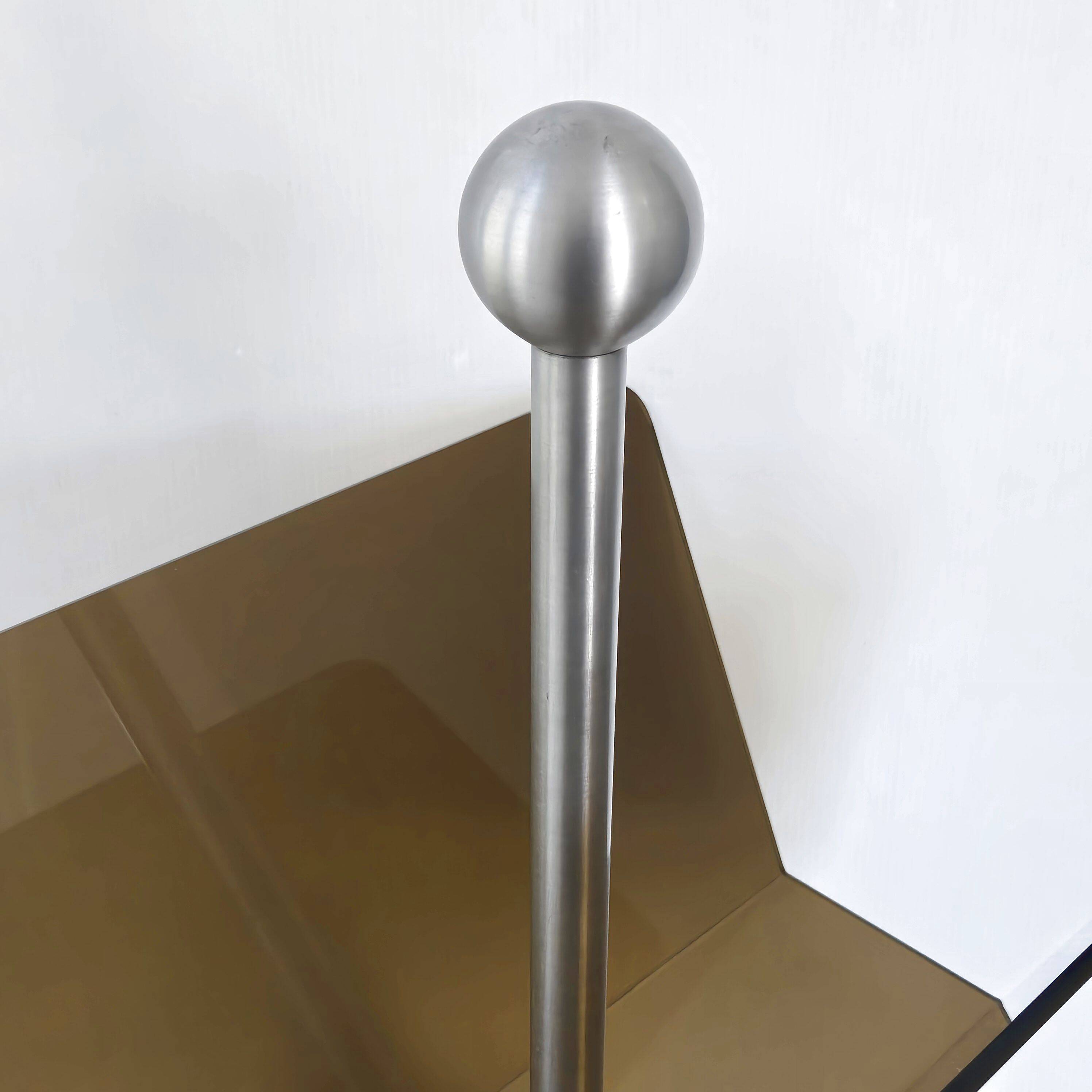 Vintage 1970s magazine rack in plexiglass and brushed steel