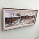 Mid-Century Modern Swedish "Chimneys" Vintage Winter Street Scene Oil Painting, Framed