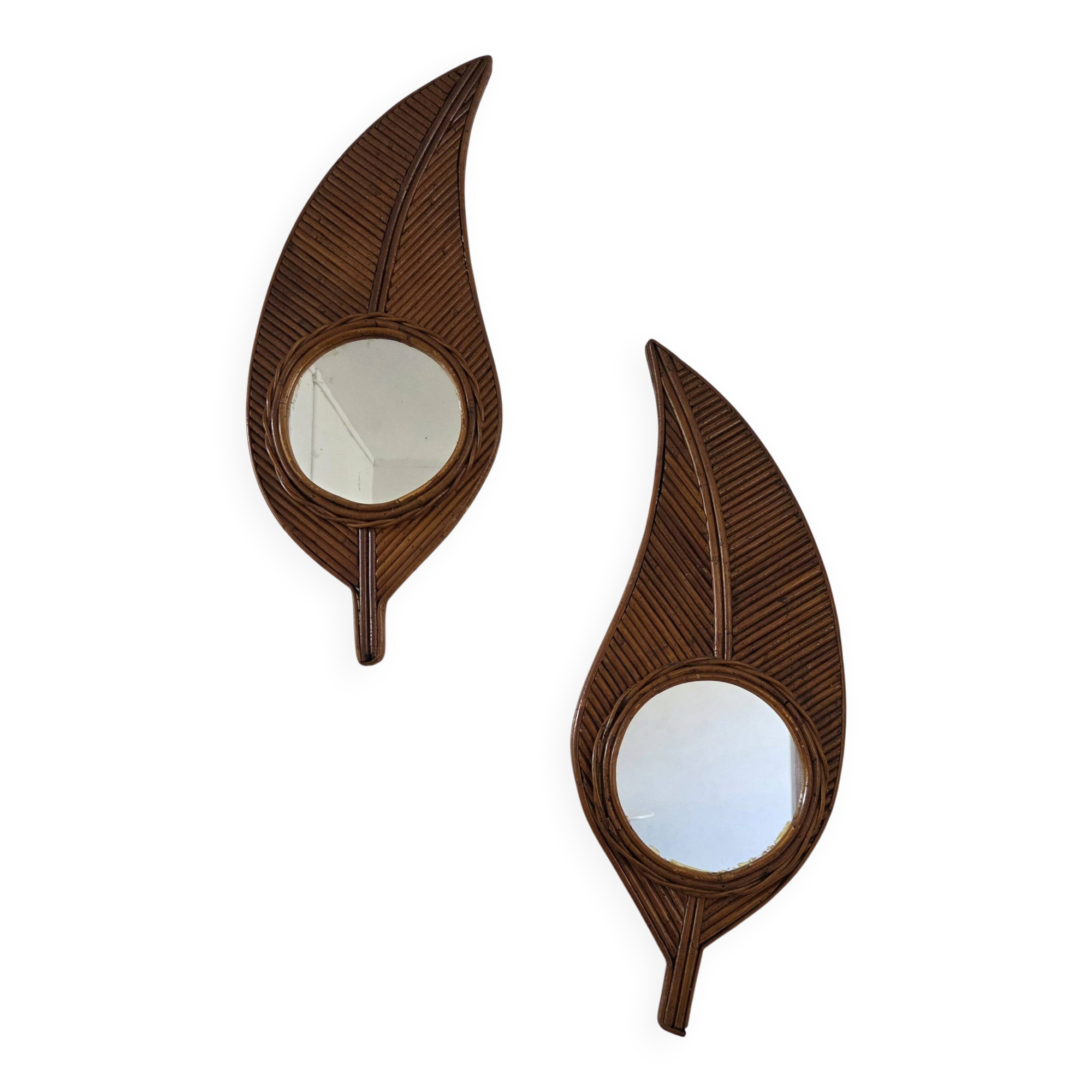 Pair of bamboo mirrors Vivai Del Sud